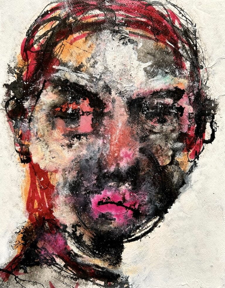 Emotional Transfiguration - Abstract portrait painting with expressive colors and textured brushstrokes by Ilaria Berenice.