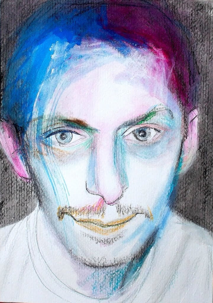 Portrait with mixed media