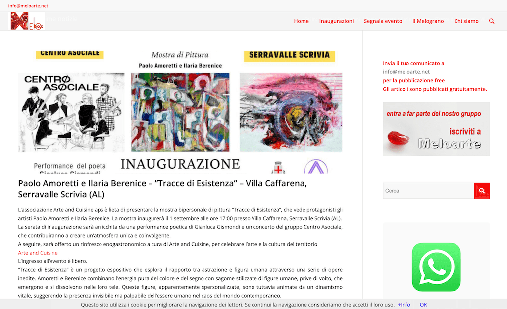 Rassegna stampa e riconoscimenti istituzionali 17 Meloarte.net 2024