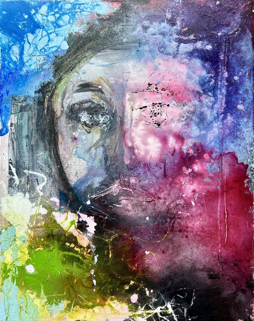 Portfolio 13 Cosmic Transmutation Ethereal abstract portrait with cosmic colors and light, visionary art by Ilaria Berenice.