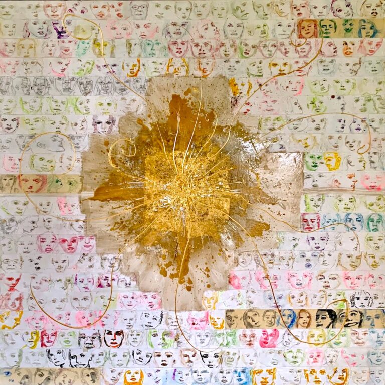 Everyone has gold inside - Golden sun radiating from abstract forms, expression of inner divine light.