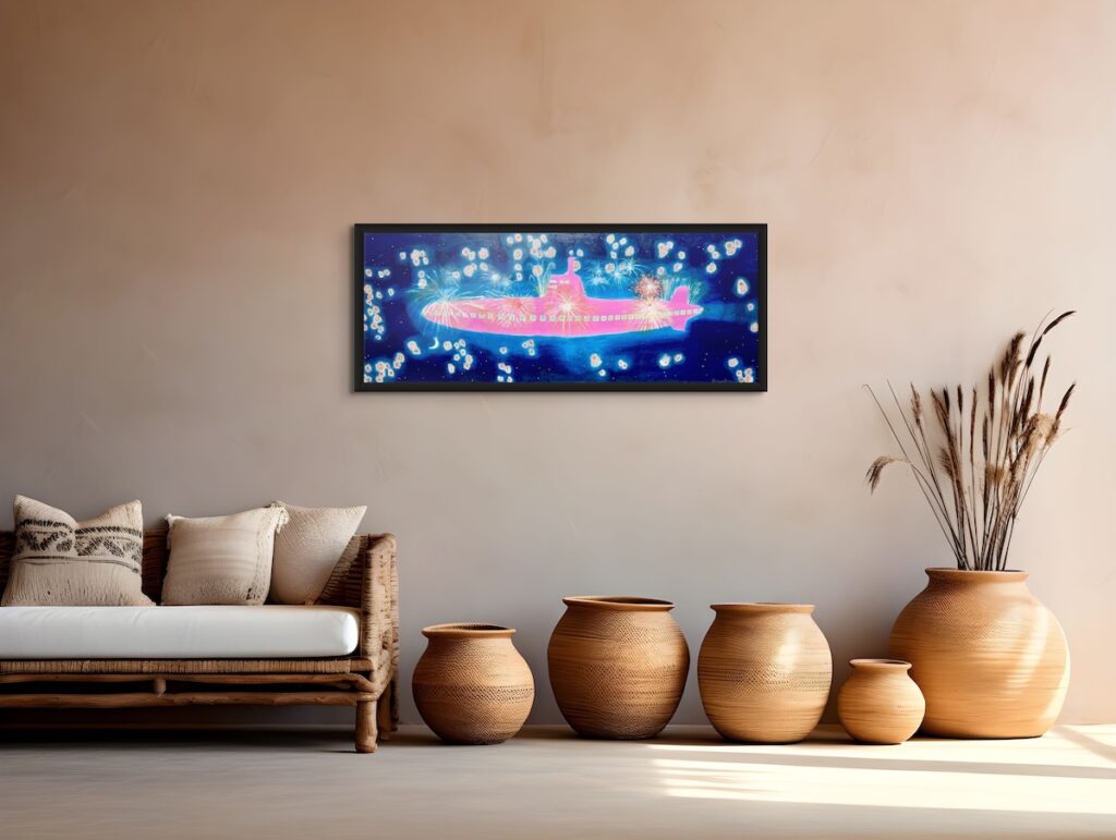 Pink Submarine in a living room