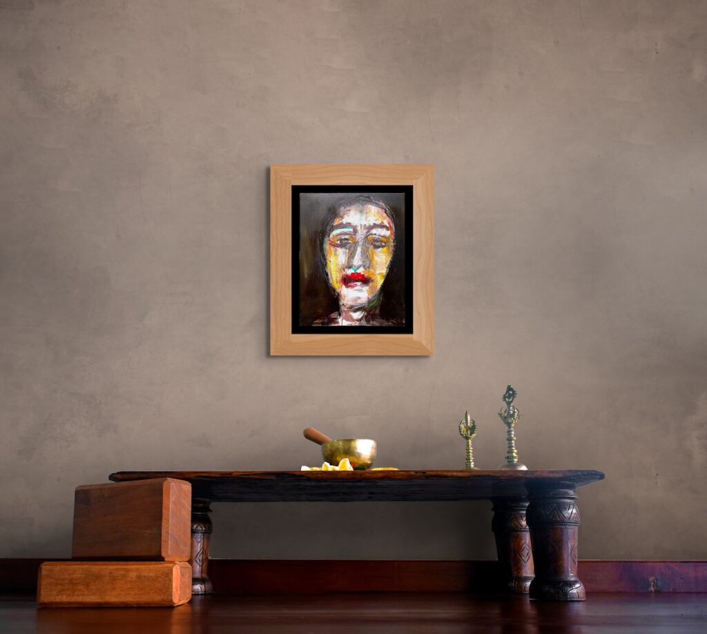 The Eyes of the Soul 2 The Eyes of the Soul. Expressionist face painting with colorful eyes and textured black background by Ilaria Berenice.