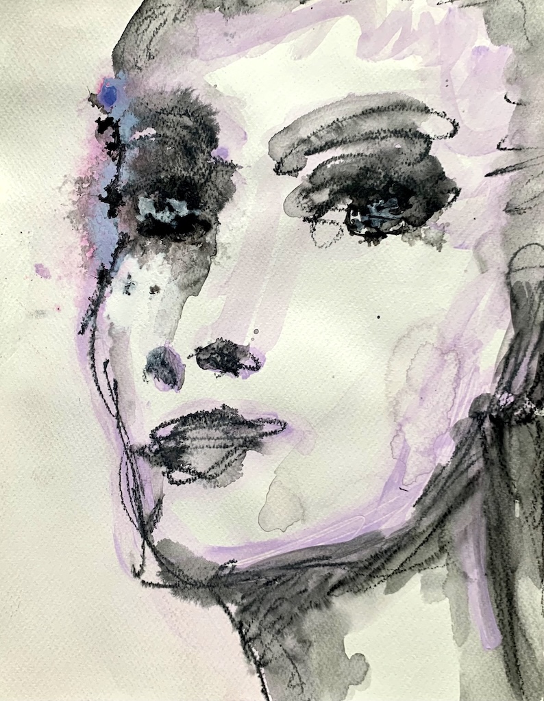 Portfolio 29 Untied - Abstract face painting in expressive style, free form and emotional texture by Ilaria Berenice.