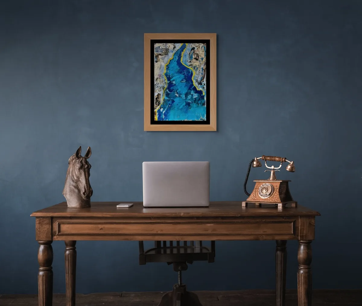 Ilaria Berenice – Contemporary Abstract Artist 1 The Channel and antique phone on desk