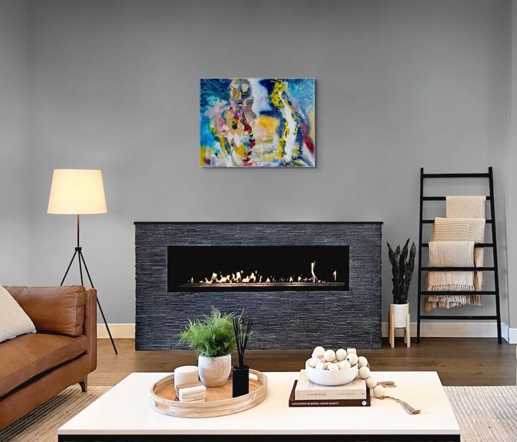 Assembled Identity painting by Ilaria Berenice displayed in contemporary interior space