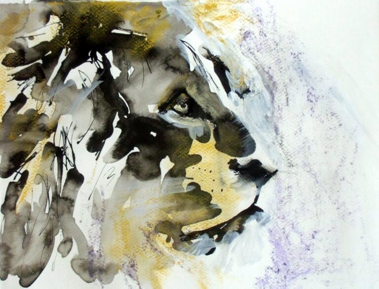 Majestic Silence - contemporary lion painting by Ilaria Berenice